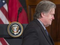 Stephen Bannon, White House Chief Strategist, arrives for a joint press conference between US President Donald Trump and German Chancellor Angela Merkel in the East Room of the White House in Washington, DC, March 17, 2017. / AFP PHOTO / SAUL LOEB (Photo credit should read SAUL LOEB/AFP/Getty Images)