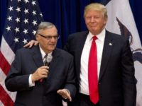 FILE - In this Jan. 26, 2016, photo, Republican presidential candidate Donald Trump is joined by Maricopa County, Ariz., Sheriff Joe Arpaio as a campaign event at the Roundhouse Gymnasium in Marshalltown, Iowa. Before Trump, there was Arpaio roiling Arizona politics and the nation's immigration debate. Trump hopes to win Arizona's primary Tuesday with the help of his fellow immigration hardliner (AP Photo/Mary Altaffer, File)