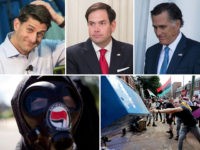 GOP members who gave moral cover to violent "antifa" rioters and terrorists to virtue signal against President Trump. L to R: Paul Ryan, Marco Rubio, Mitt Romney.