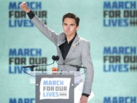 Marjory Stoneman Douglas High School Student David Hogg addresses the March for Our Lives rally on March 24, 2018 in Washington, DC. Hundreds of thousands of demonstrators, including students, teachers and parents gathered in Washington for the anti-gun violence rally organized by survivors of the Marjory Stoneman Douglas High School shooting on February 14 that left 17 dead. More than 800 related events are taking place around the world to call for legislative action to address school safety and gun violence. (Photo by Chip Somodevilla/Getty Images)