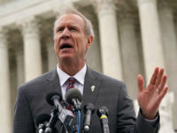 WASHINGTON, DC - FEBRUARY 26: Governor of Illinois Bruce Rauner speaks to members of the media in front of the U.S. Supreme Court after a hearing on February 26, 2018 in Washington, DC. The court is hearing the case, Janus v. AFSCME, to determine whether states violate their employees' First Amendment rights to require them to join public sector unions which they may not want to associate with. (Photo by Alex Wong/Getty Images)