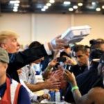 President Donald Trump Serves Meals to Hurricane Victims at Houston Relief Center